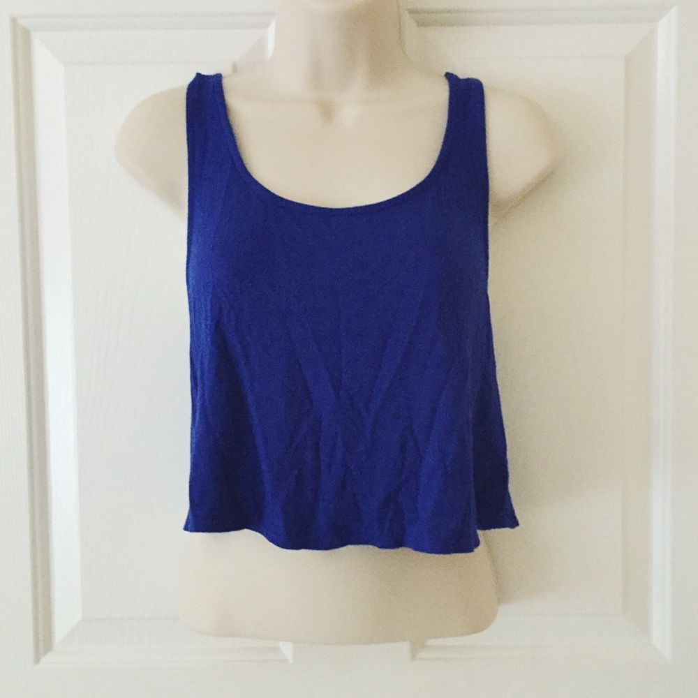 Square Neck Crop Top with Bow (backside) - Blue